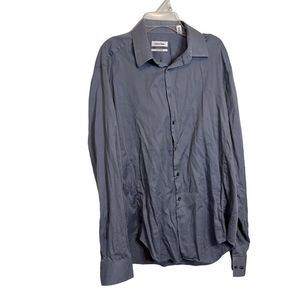 Calvin Klein Men’s Gray Slim Fit Stretch Button Down Dress Shirt size XL.